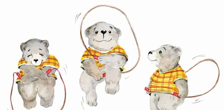 背着锅盖跳绳的熊