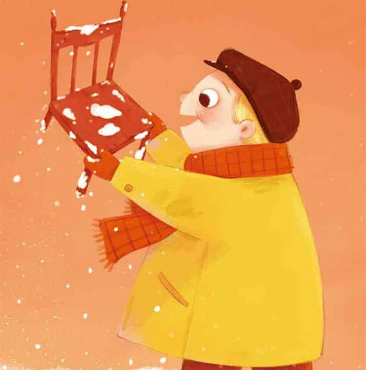 山坡下的小木椅