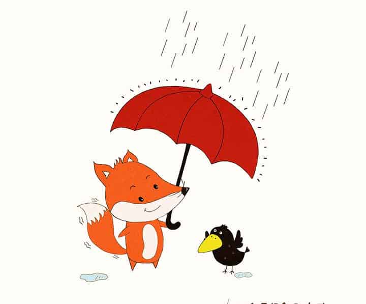 小狐狸与红雨伞
